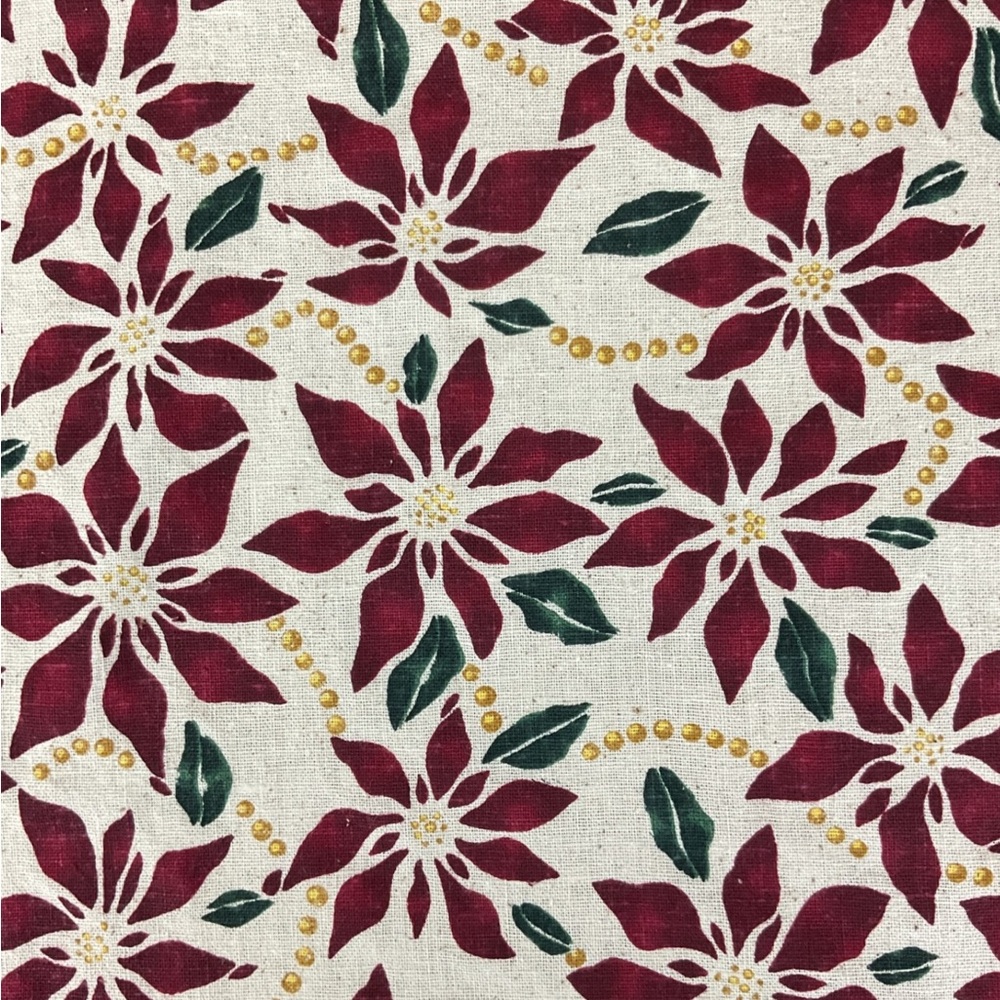Vintage Daisy Kingdom Poinsettia Christmas Fabric 54” x 43.5” cotton